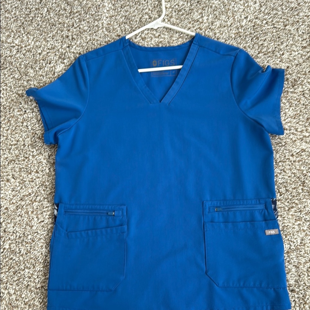 Figs Royal Blue V-Neck Scrub Top